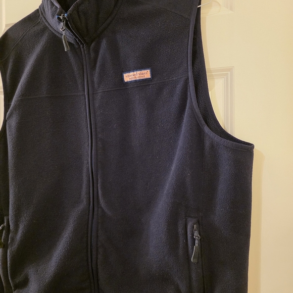 Vineyard Vines Harbor Fleece Dark Blue Vest - Picture 3 of 6